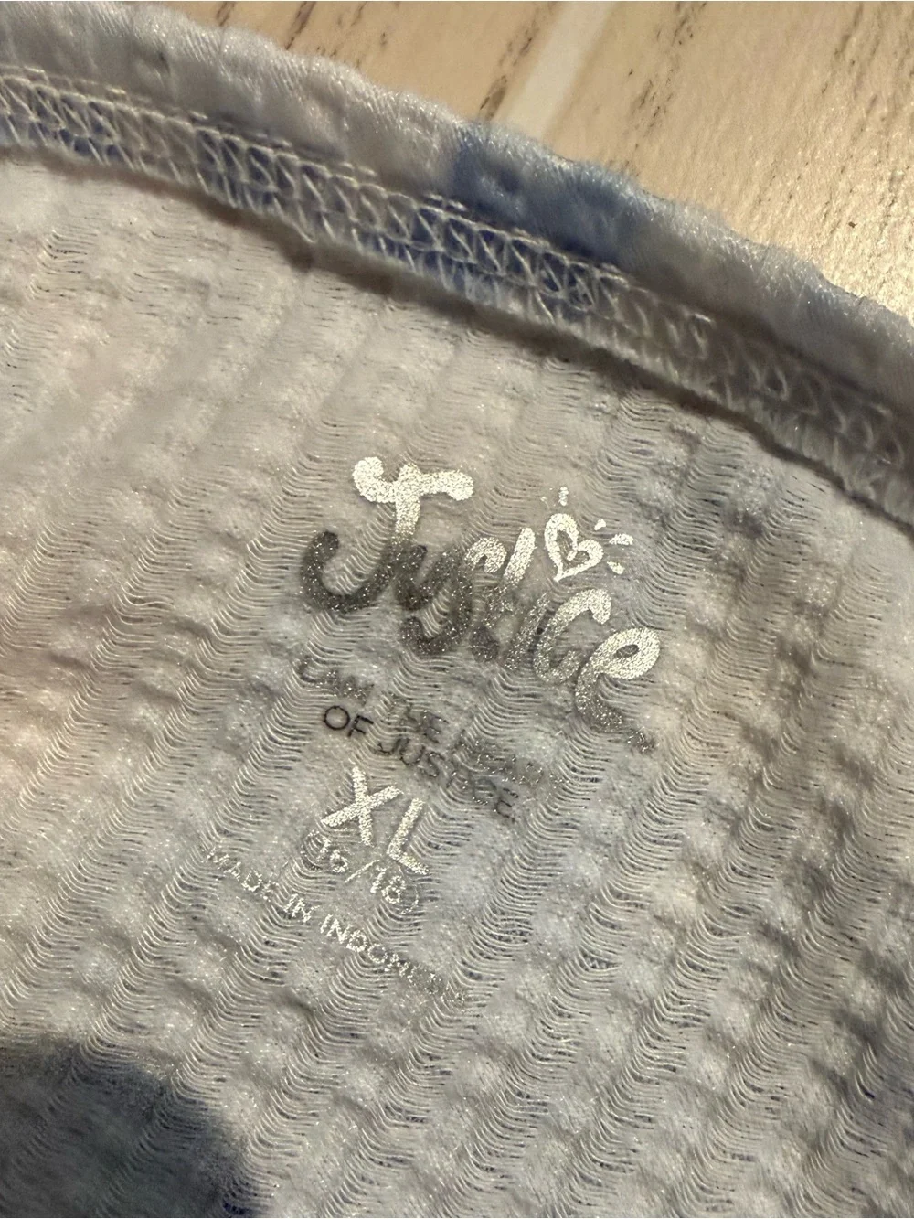 Justice Girls XL 16/18 Blue White Tie Dye Ribbed Cinch Side Top NWT